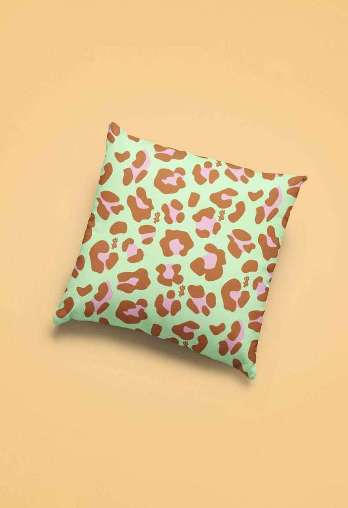 Mint Leopard Print Throw Pillow - HAYLEY ELSAESSER 
