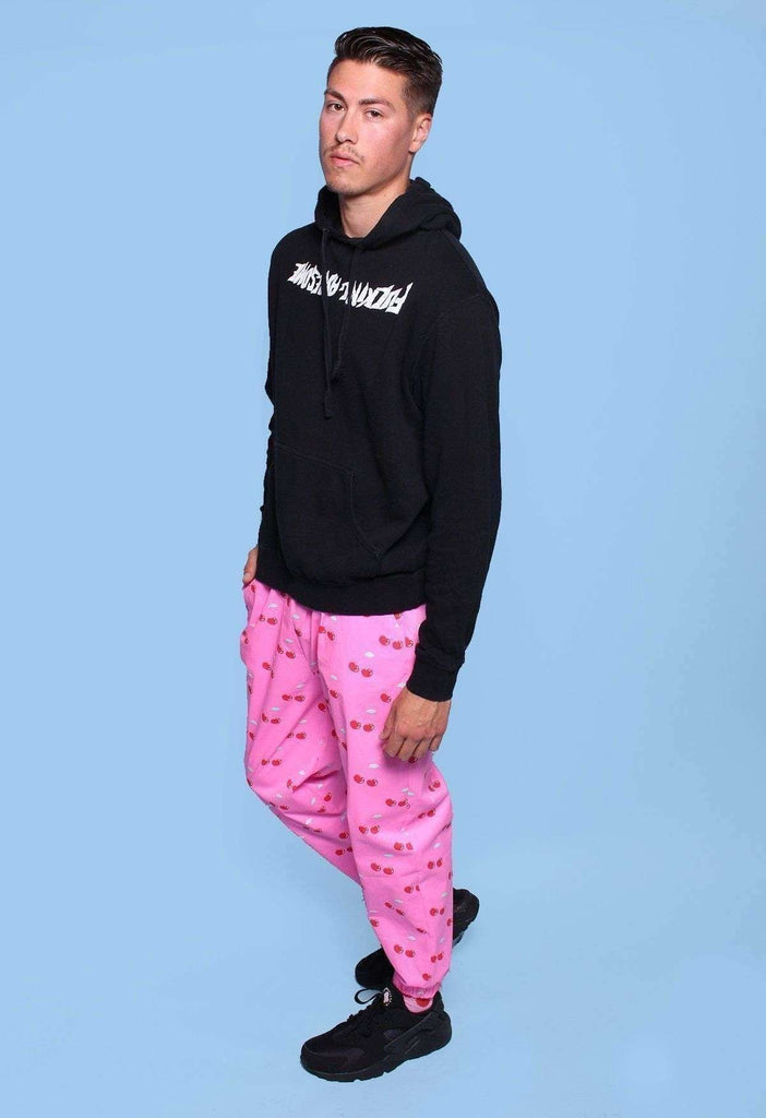 Pink Cherry Drawstring Cotton Joggers - HAYLEY ELSAESSER 