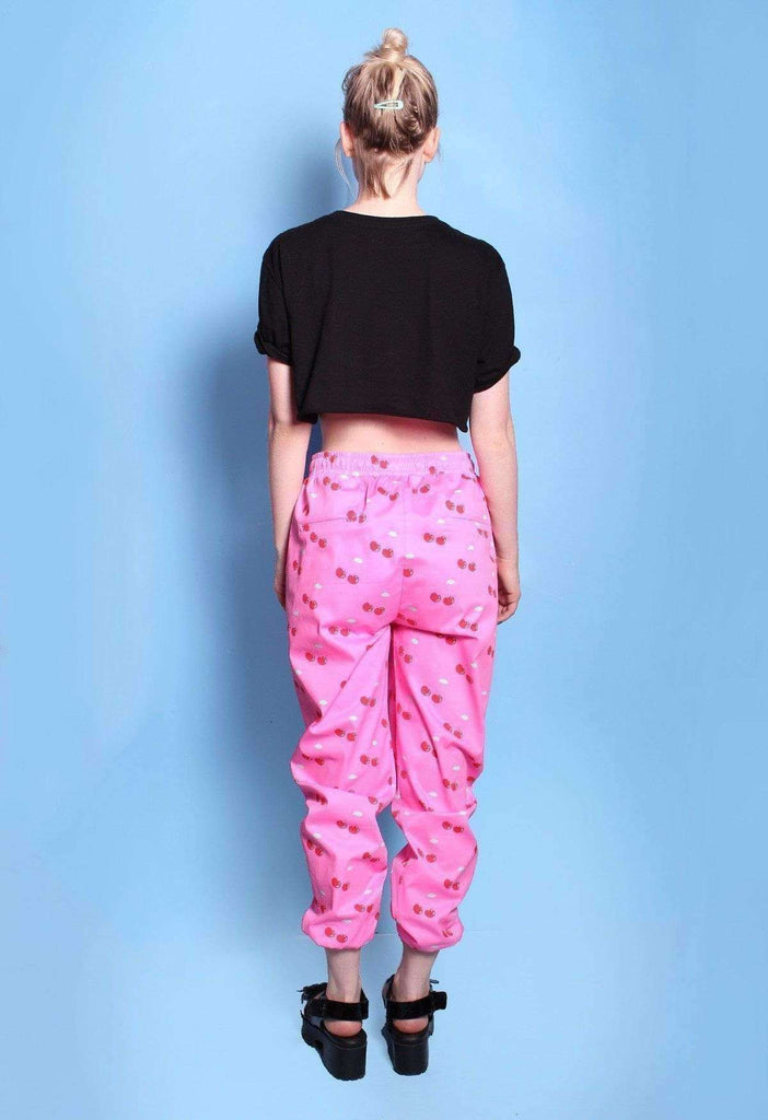 Pink Cherry Drawstring Cotton Joggers - HAYLEY ELSAESSER 