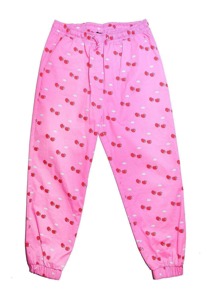 Pink Cherry Drawstring Cotton Joggers - HAYLEY ELSAESSER 