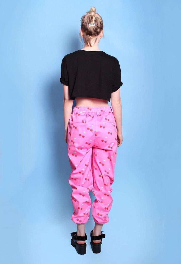 Pink Cherry Drawstring Cotton Joggers - HAYLEY ELSAESSER 