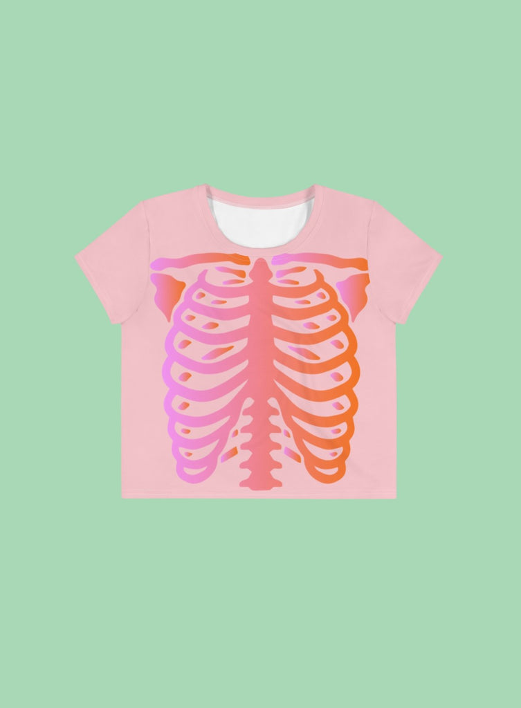 Pink Skeleton Cropped Tee - HAYLEY ELSAESSER 