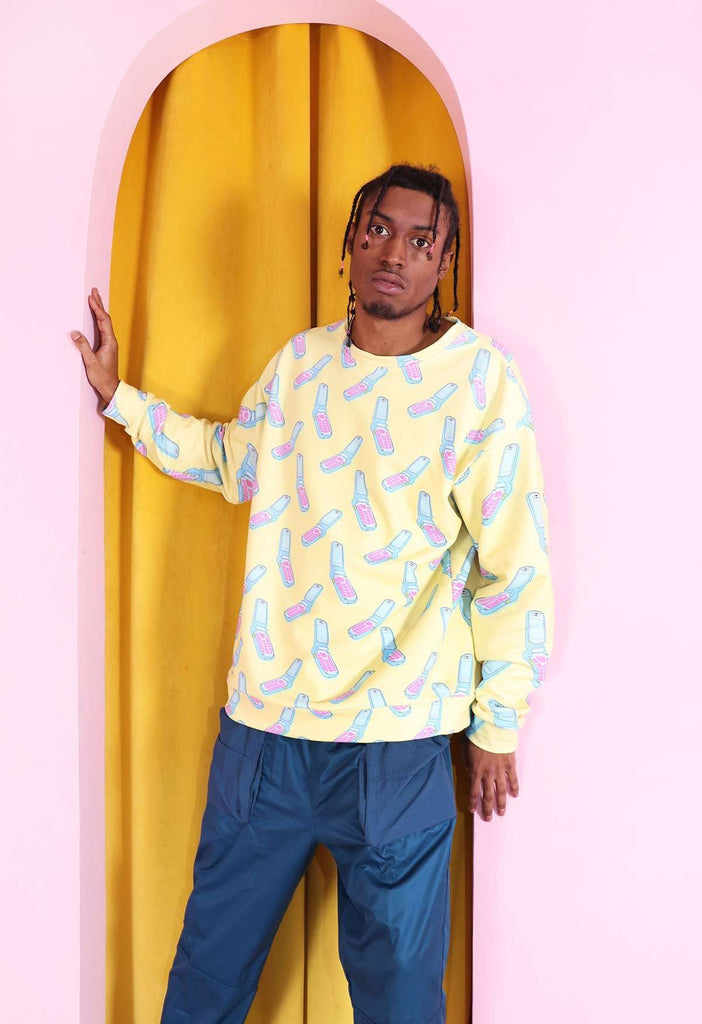 Flip Phone Print Crewneck - HAYLEY ELSAESSER 