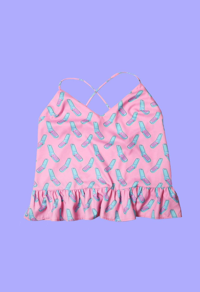 Flip Phone Pink Strappy Top - HAYLEY ELSAESSER 