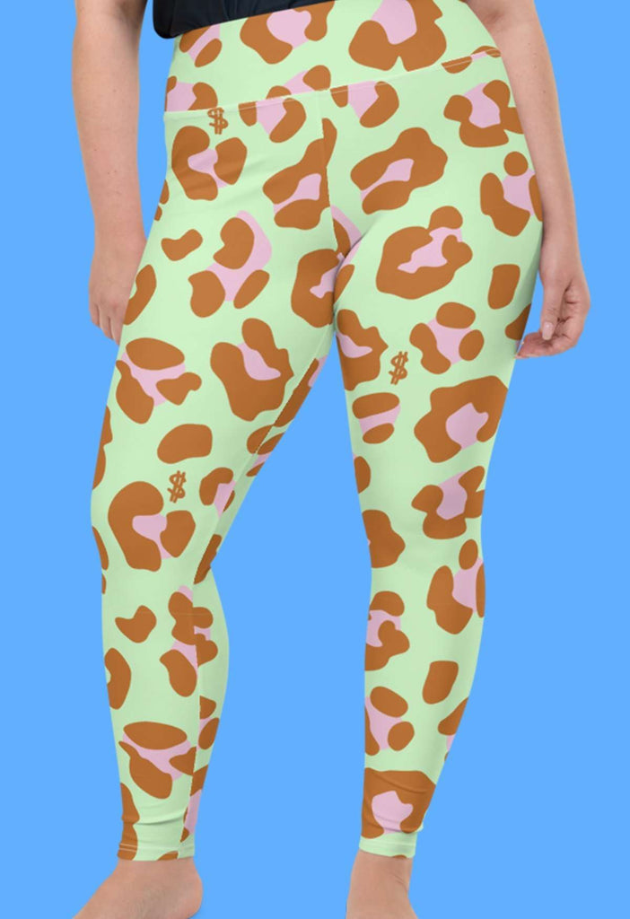 Mint Leopard Print Leggings Plus - HAYLEY ELSAESSER 