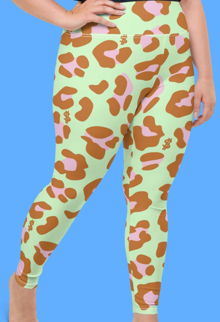 Mint Leopard Print Leggings Plus - HAYLEY ELSAESSER 