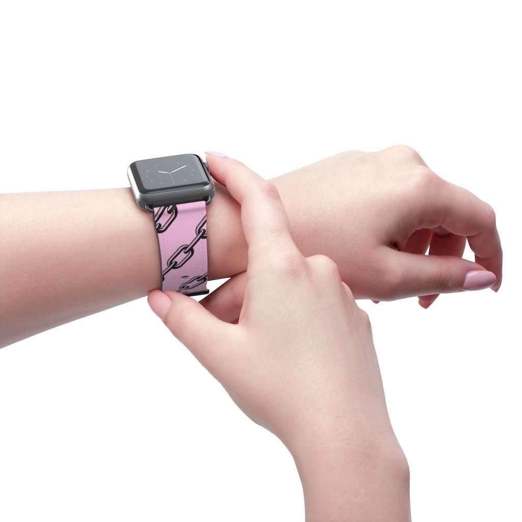 Pink Chain Print Apple Watch Band - HAYLEY ELSAESSER 