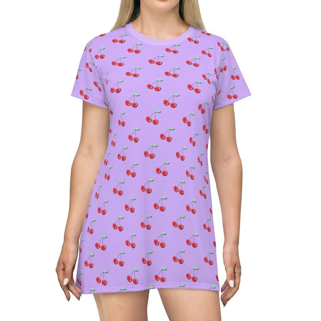 Lilac Cherry Print Mini Dress - HAYLEY ELSAESSER 