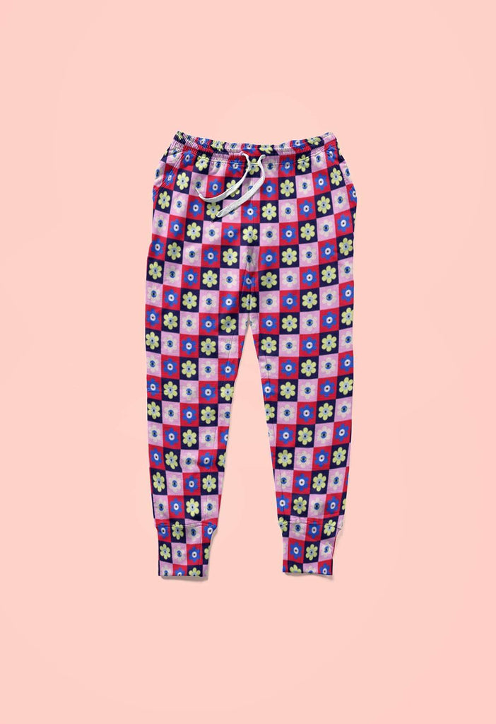 Eye Flower Checkered Print Joggers - HAYLEY ELSAESSER 