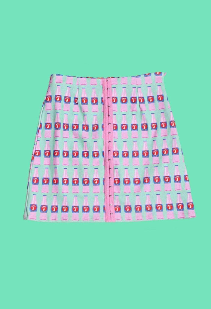 Mushroom Cola Bottle Print Denim A Line Skirt Sample - HAYLEY ELSAESSER 