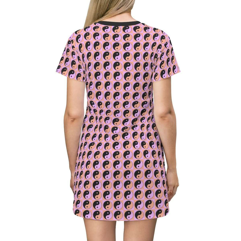 Checkered Yin Yang Print Tee Mini Dress - HAYLEY ELSAESSER 