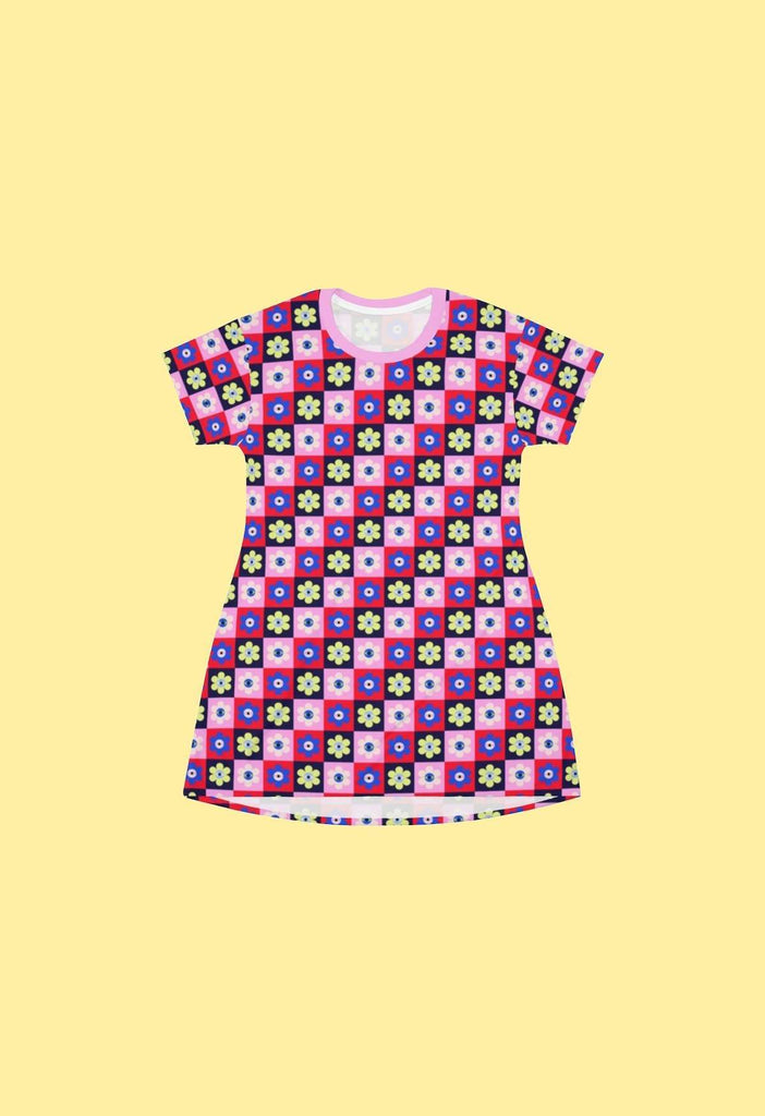 Eye Flower Print Mini Tee Dress - HAYLEY ELSAESSER 