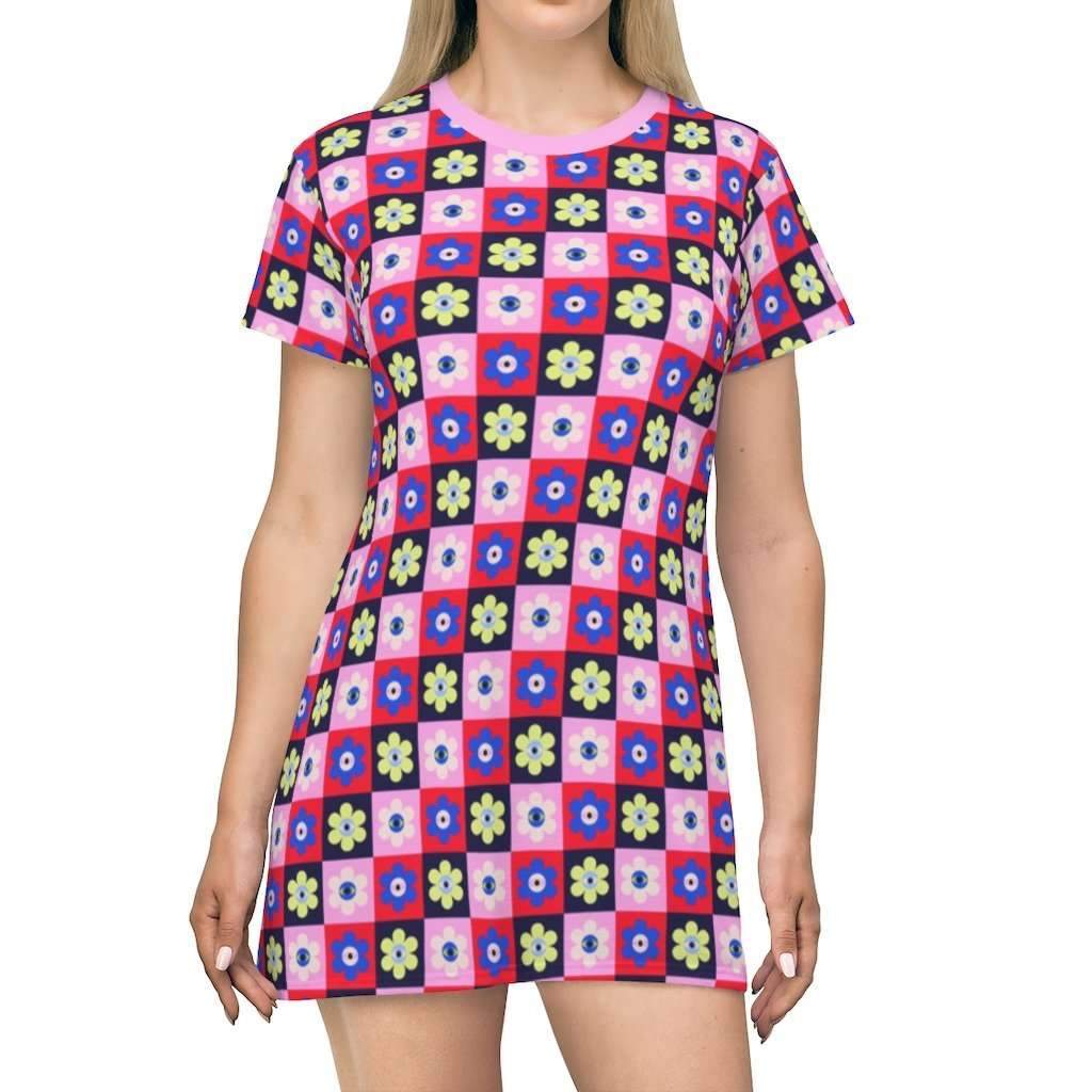 Eye Flower Print Mini Tee Dress - HAYLEY ELSAESSER 