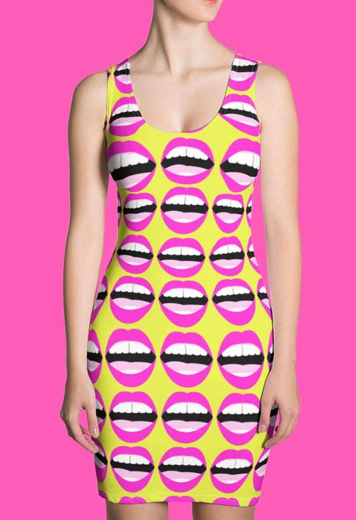 MOUTHY PRINT FITTED DRESS - HAYLEY ELSAESSER 