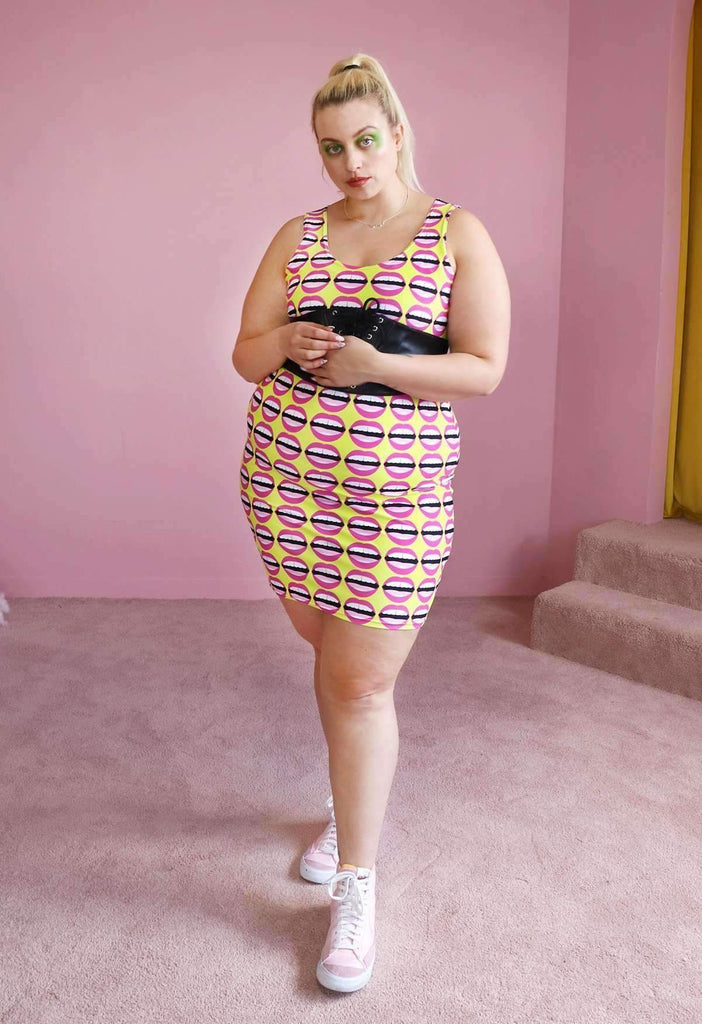 MOUTHY PRINT FITTED DRESS - HAYLEY ELSAESSER 
