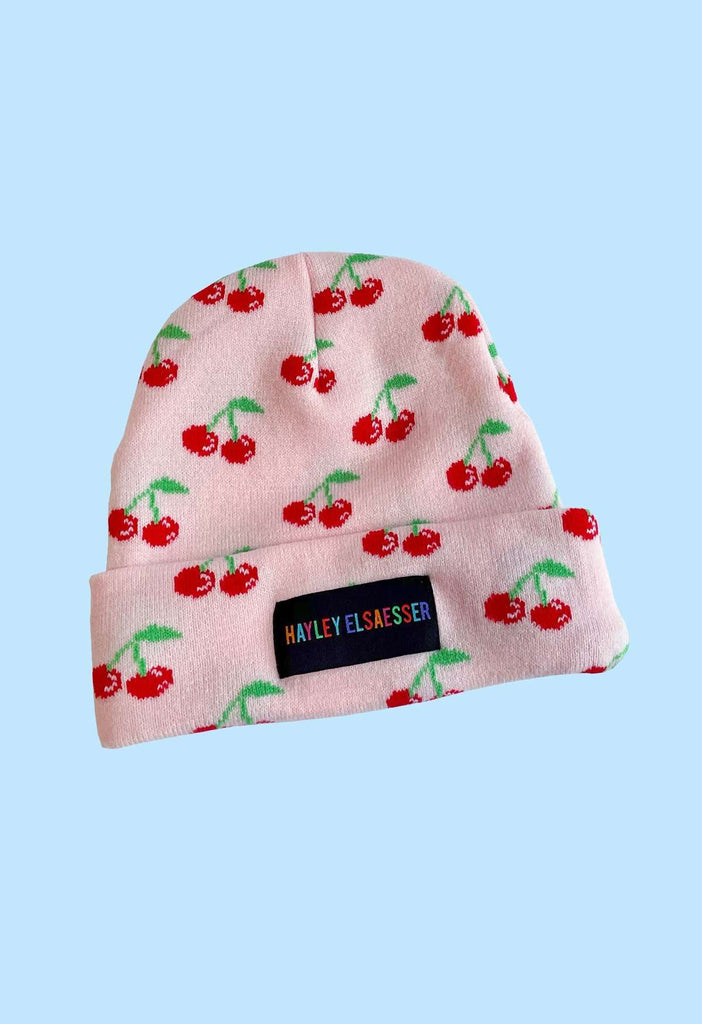 Cherry Print Knit Beanie - HAYLEY ELSAESSER 