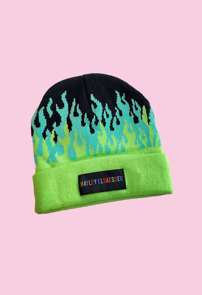 Flame Print Knit Beanie - HAYLEY ELSAESSER 