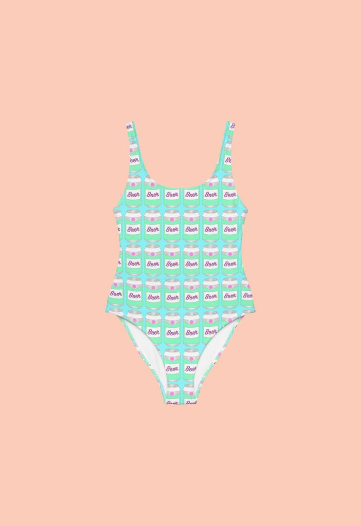 Brewski Beer Print Swimsuit - HAYLEY ELSAESSER 