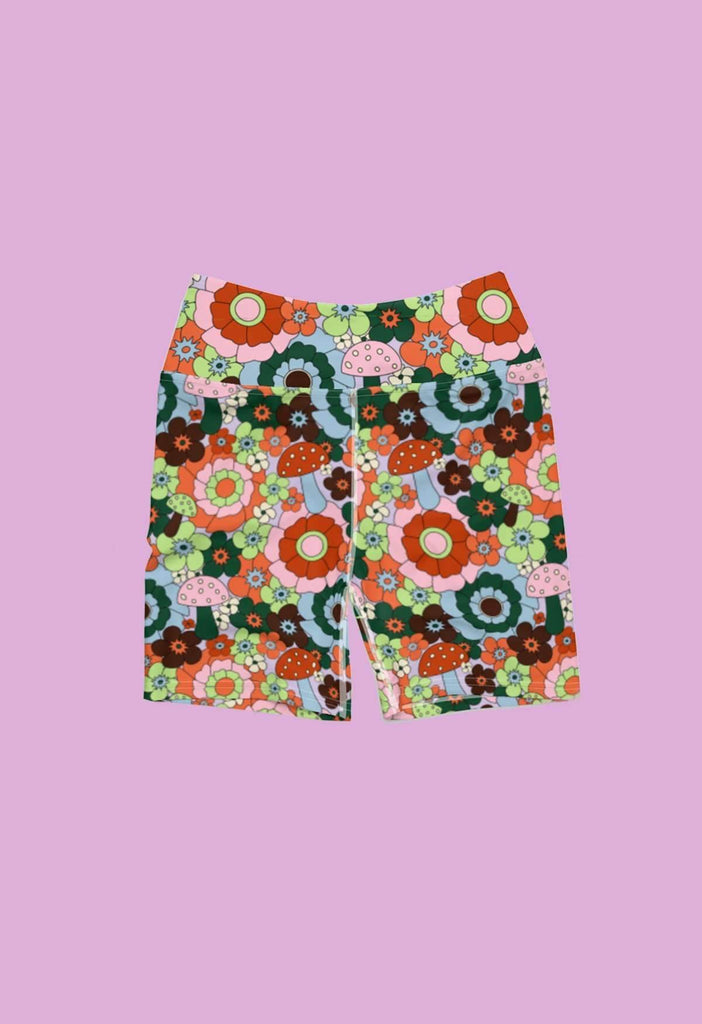 Mushroom Floral Bike Shorts - HAYLEY ELSAESSER 