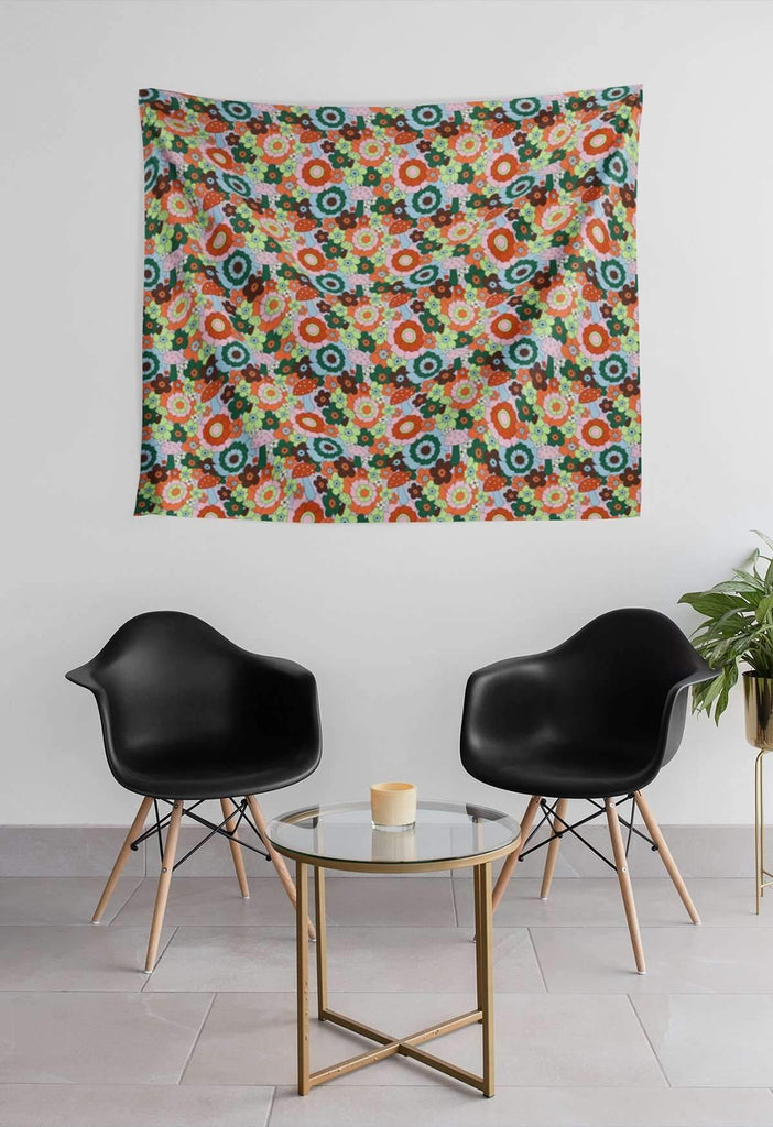 Mushroom Floral Wall Tapestry - HAYLEY ELSAESSER 