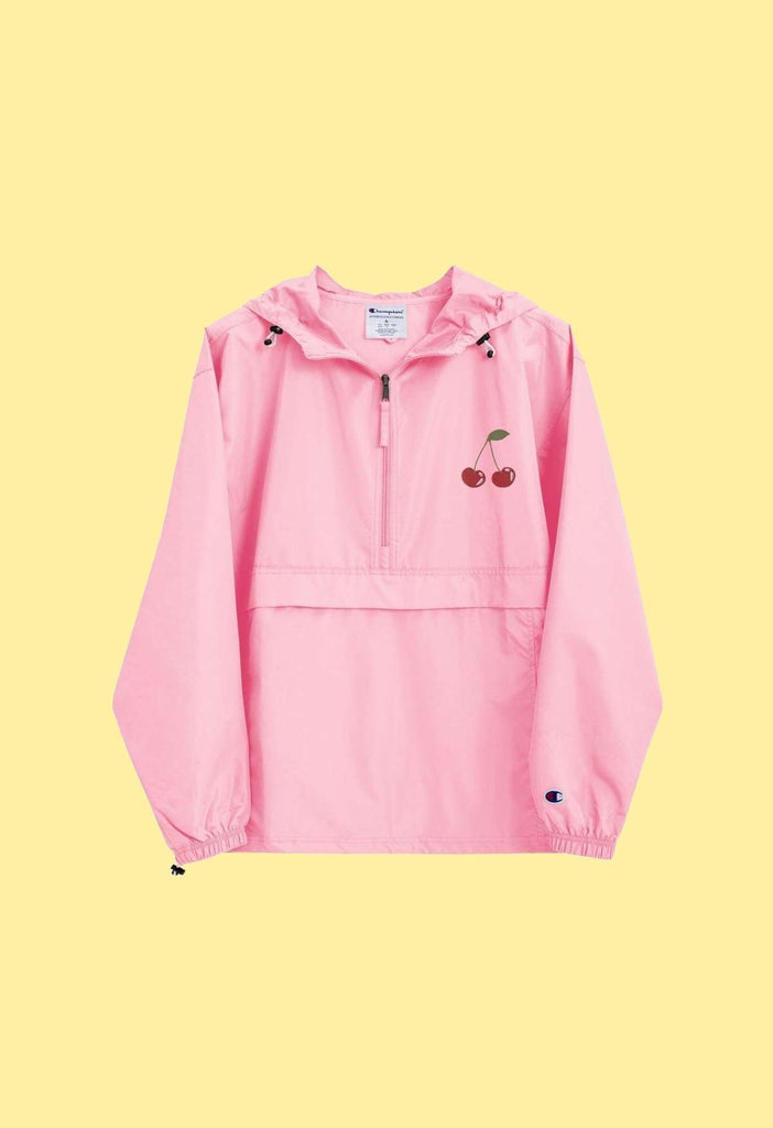 Cherry Embroidered Champion Packable Jacket - HAYLEY ELSAESSER 
