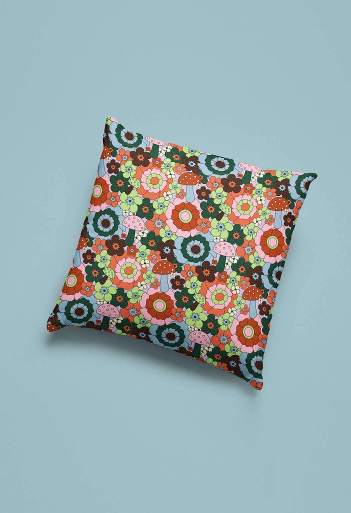 Mushroom Floral Print Throw Pillow - HAYLEY ELSAESSER 
