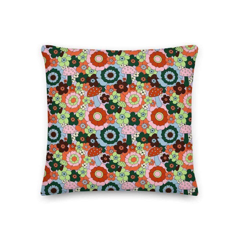 Mushroom Floral Print Throw Pillow - HAYLEY ELSAESSER 