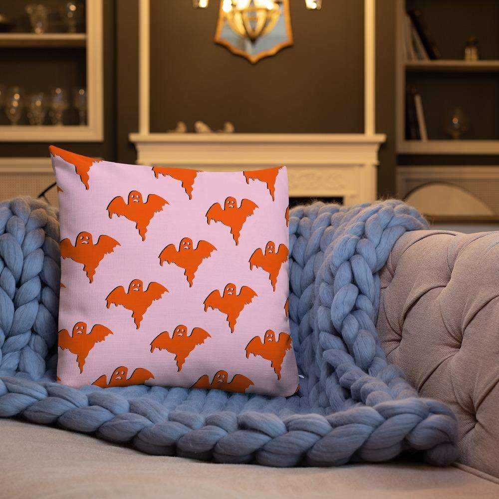 Orange Ghost Print Throw Pillow - HAYLEY ELSAESSER 