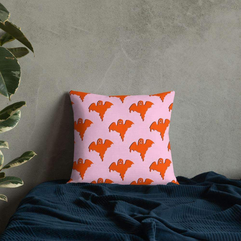 Orange Ghost Print Throw Pillow - HAYLEY ELSAESSER 