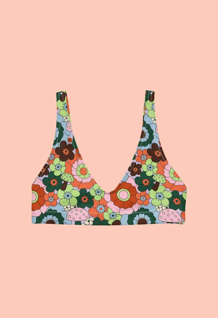 Mushroom Floral Recycled Bikini Top - HAYLEY ELSAESSER 