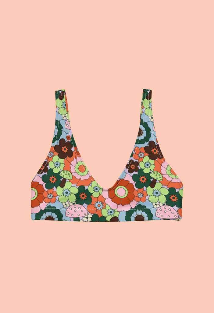 Mushroom Floral Recycled Bikini Top Sample - HAYLEY ELSAESSER 