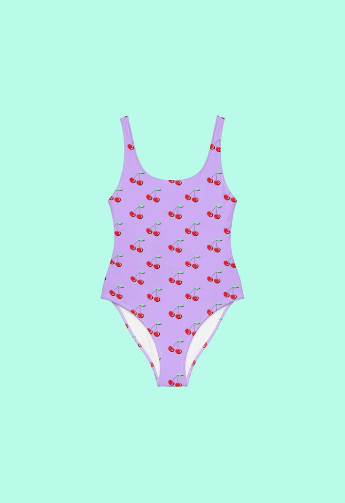 Lilac Cherry Print Swimsuit - HAYLEY ELSAESSER 