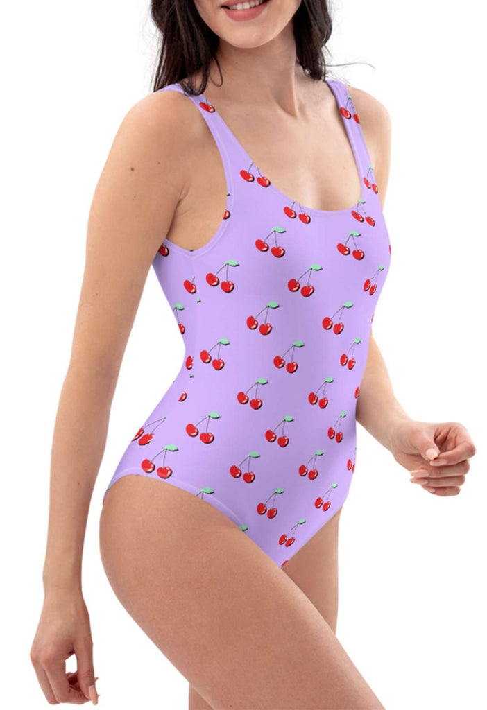 Lilac Cherry Print Swimsuit - HAYLEY ELSAESSER 