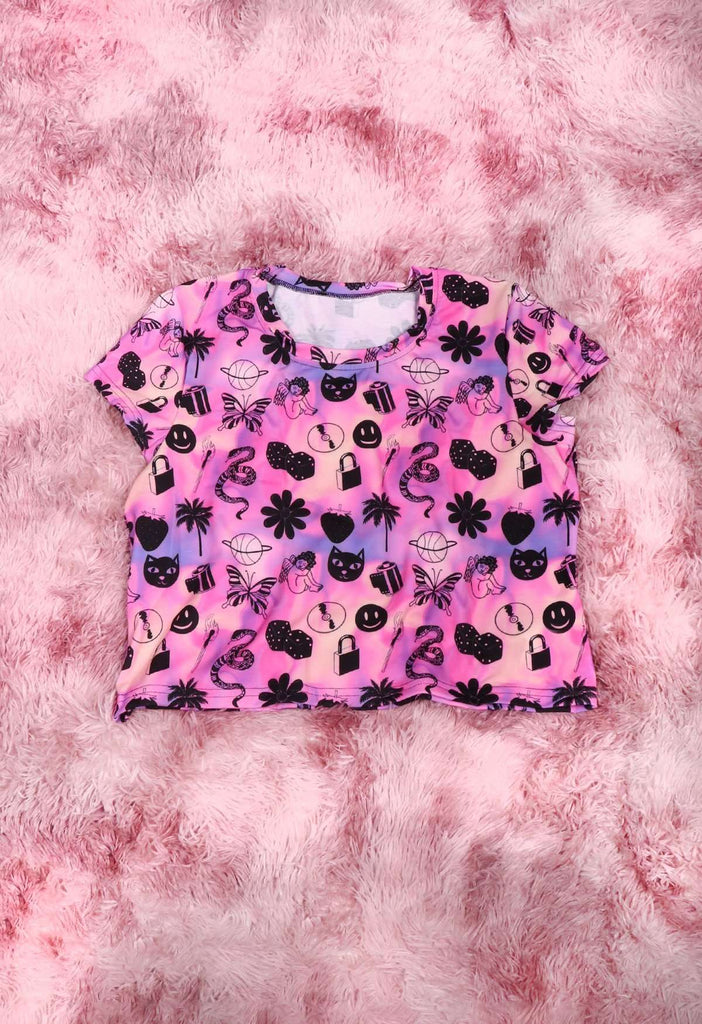 Doodle Print Cropped Tee - HAYLEY ELSAESSER 