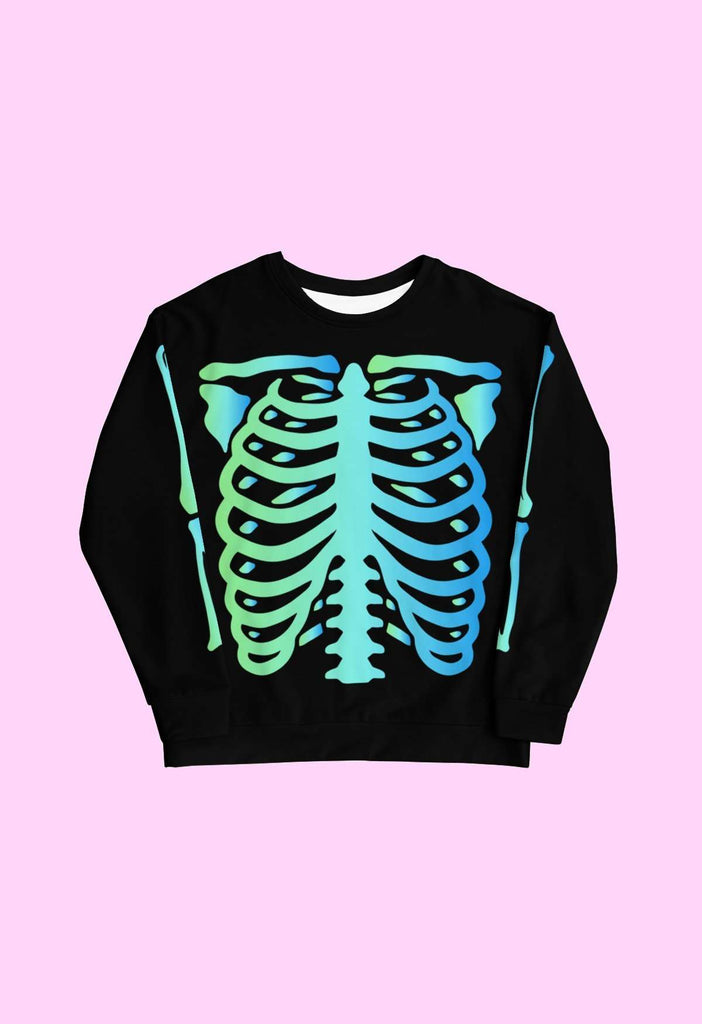 Black and Blue Skeleton Crewneck - HAYLEY ELSAESSER 