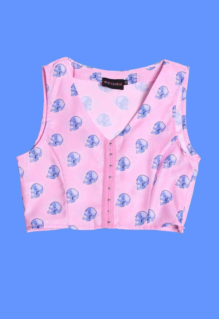Candy Skull Print Fitted Bodice Top Sample - HAYLEY ELSAESSER 