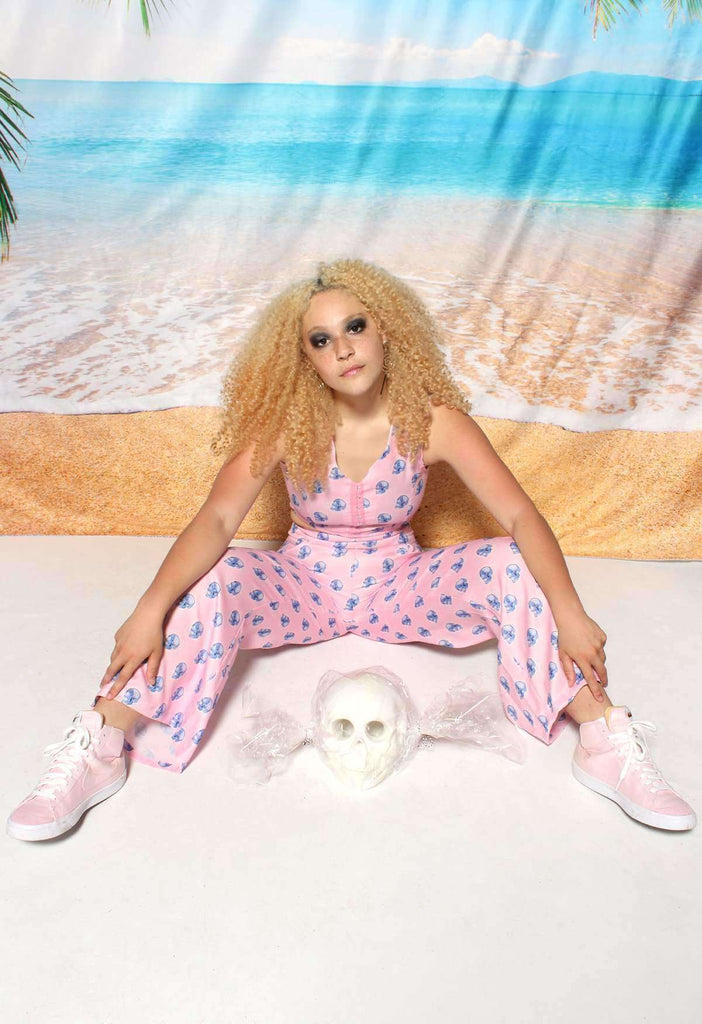 Candy Skull Print Fitted Bodice Top Sample - HAYLEY ELSAESSER 