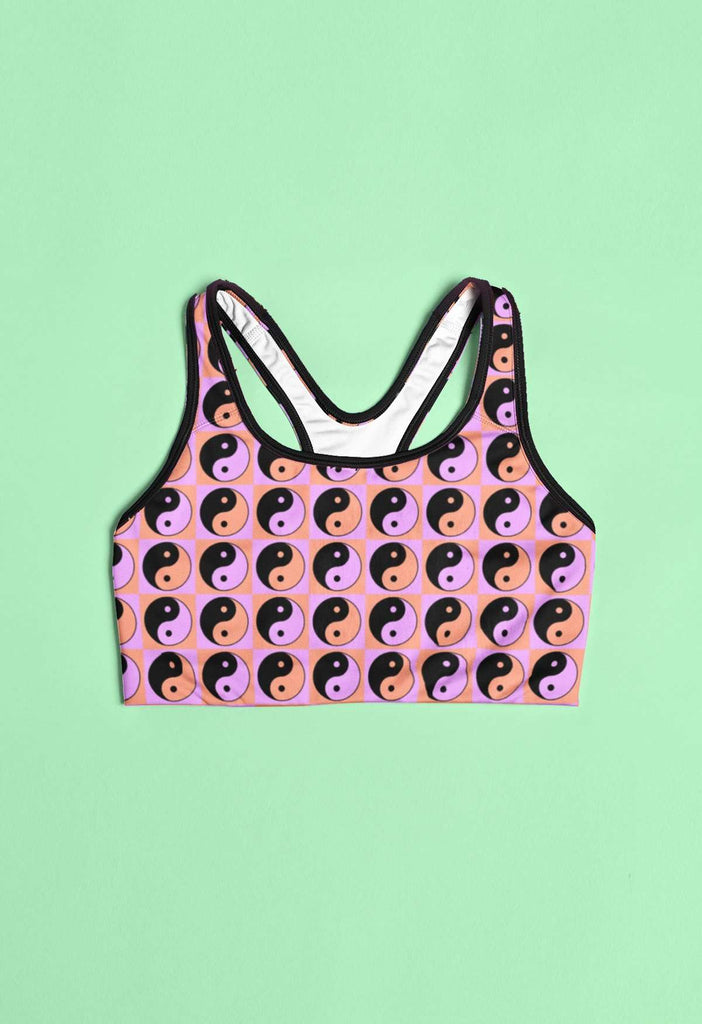 Checkered Yin Yang Print Sports Bra - HAYLEY ELSAESSER 