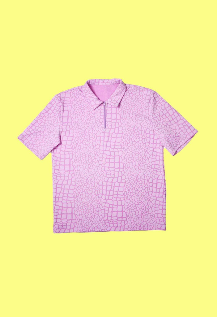 Faux Crocskin Knit Lilac Polo - HAYLEY ELSAESSER 