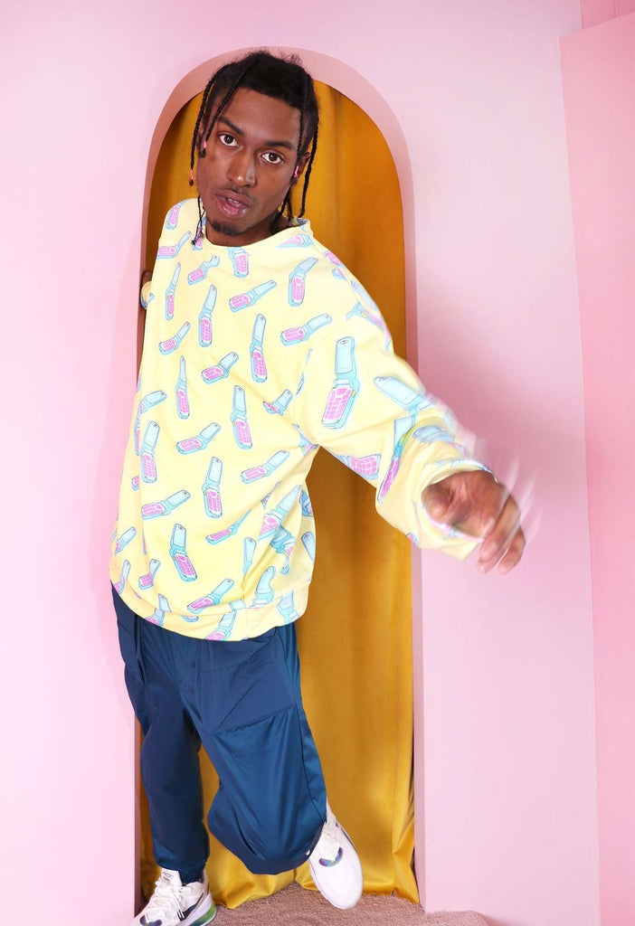 Flip Phone Print Crewneck - HAYLEY ELSAESSER 