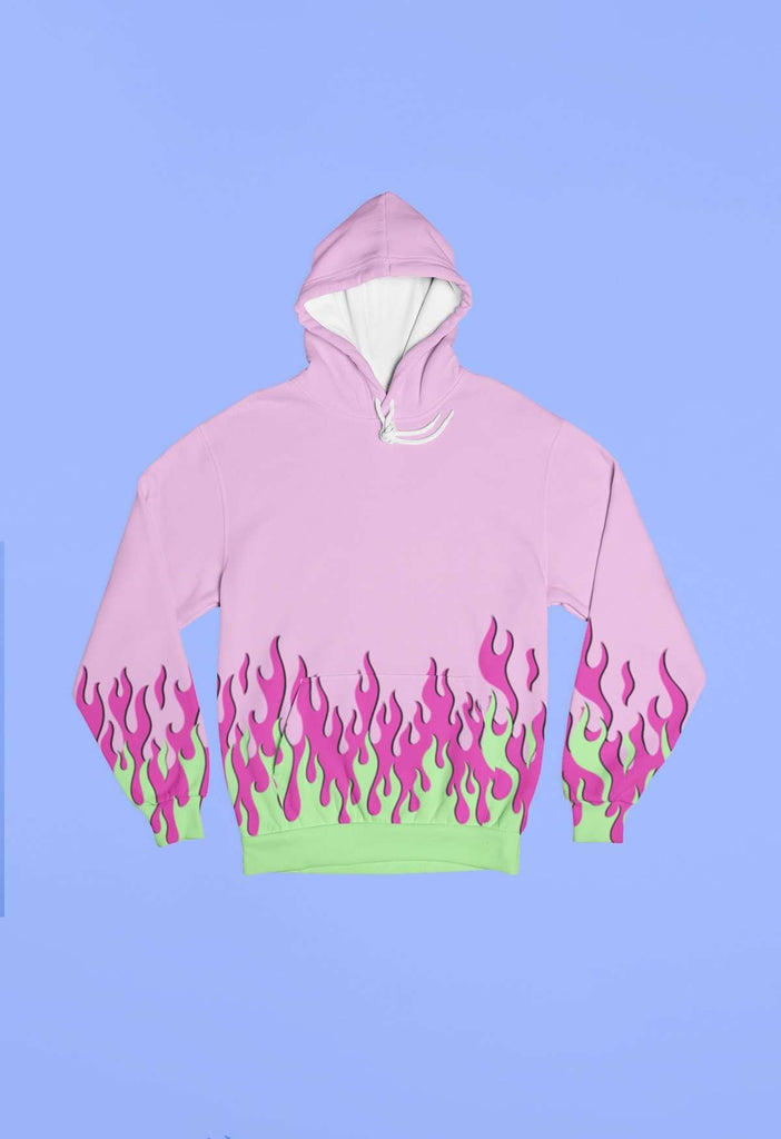 Pink Flame Print Hoodie - HAYLEY ELSAESSER 