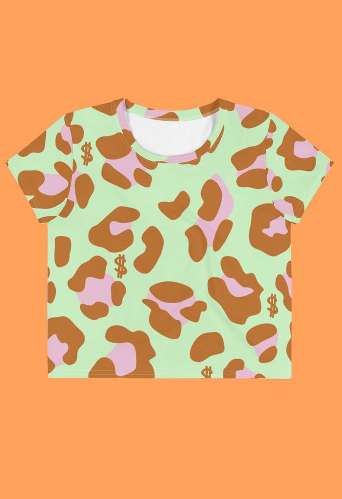 Mint Leopard Print Cropped Tee - HAYLEY ELSAESSER 